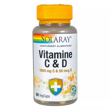 Solaray Vitamin C 1000 mg & D 50 µg 60 vegetarian capsules