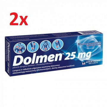 2x 10 Dolmen 25 mg film-coated tablets for pain relief 20 Tabs