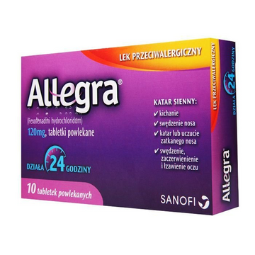 Allegra 120mg, 10 tablets - hay fever