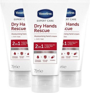 3 X Vaseline Expert Care Dry Hands Rescue Moisturises Protects against Bacteria