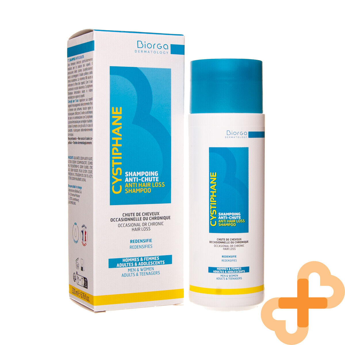 Cystiphane Biorga Anti hair Loss Shampoo Men Women 200ml strengthens hair Biorga uk supplements