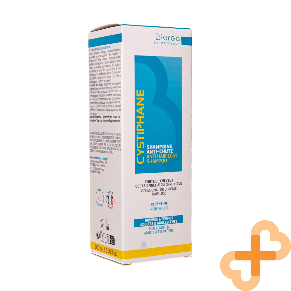Cystiphane Biorga Anti hair Loss Shampoo Men Women 200ml strengthens hair Biorga uk supplements